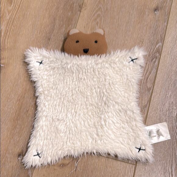 West Elm x Pottery Barn Kids White and Brown Stuffed Bear Sherpa Lovey - Picture 1 of 5